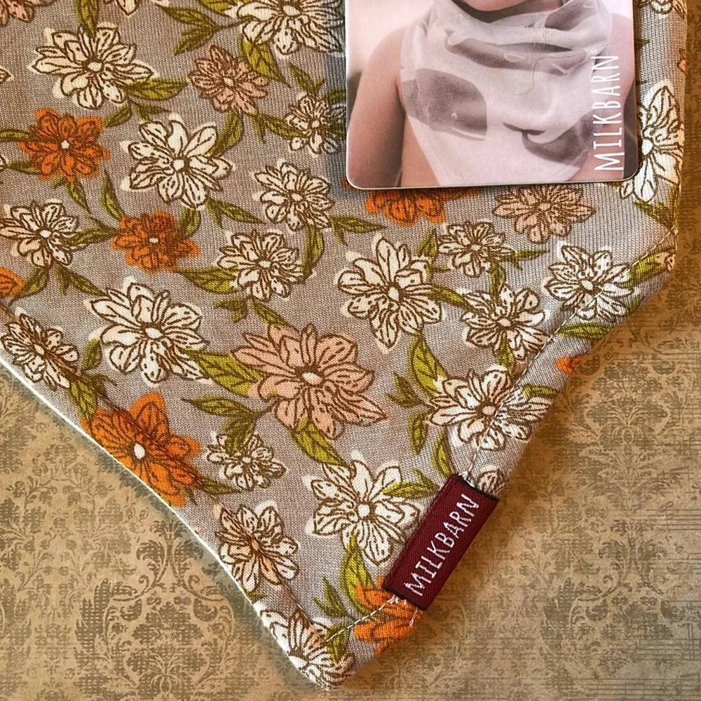 MilkBarn Grey Floral Bamboo Kerchief Bib
